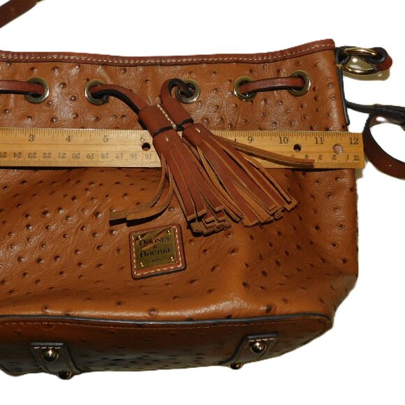 Dooney & Bourke Brown Ostrich Serena Crossbody Shoulder Bag & Purse Clutch - Picture 11 of 13